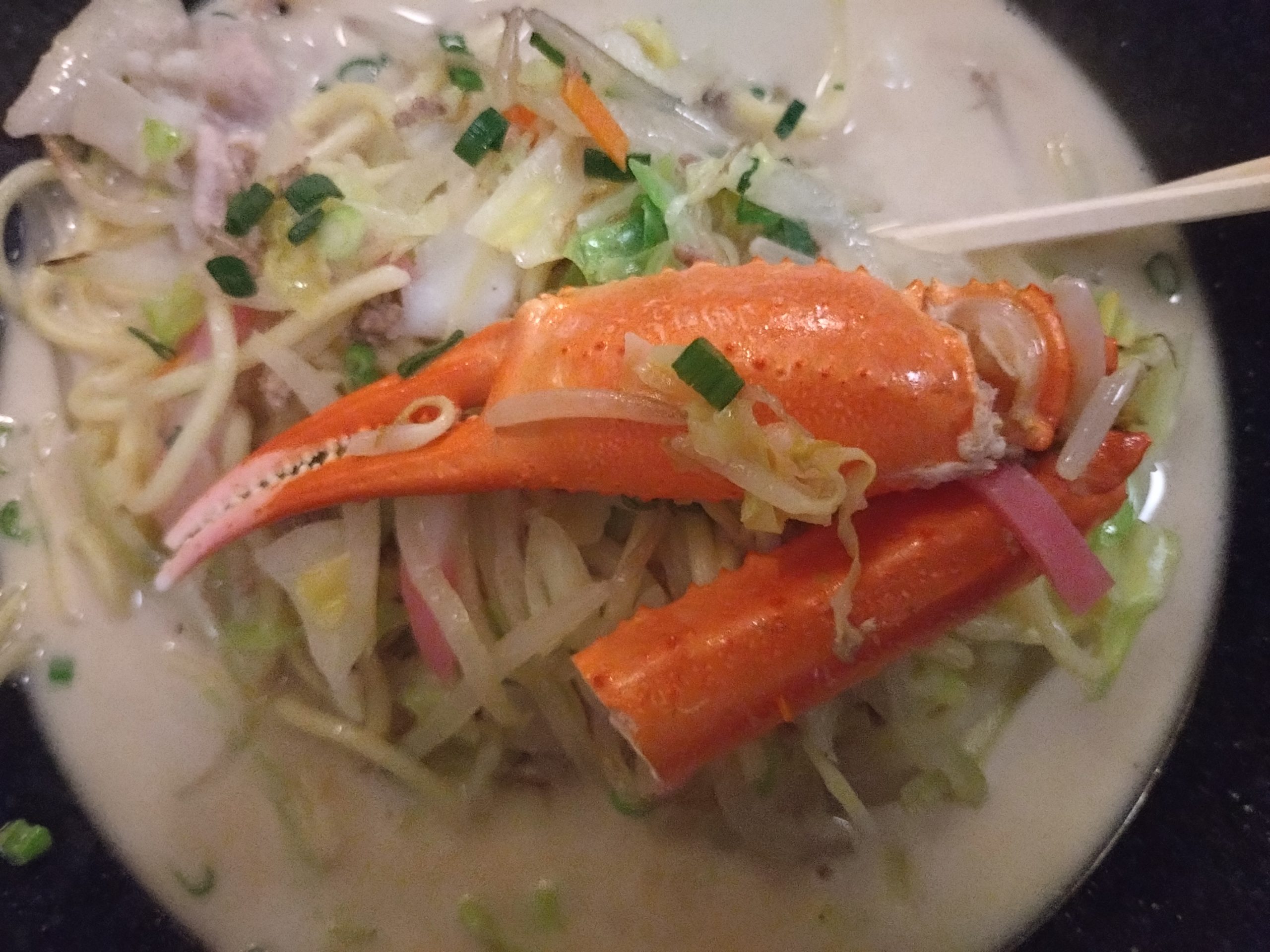 海鮮ちゃんぽんに入っていたカニ（カニムキ道具付き）