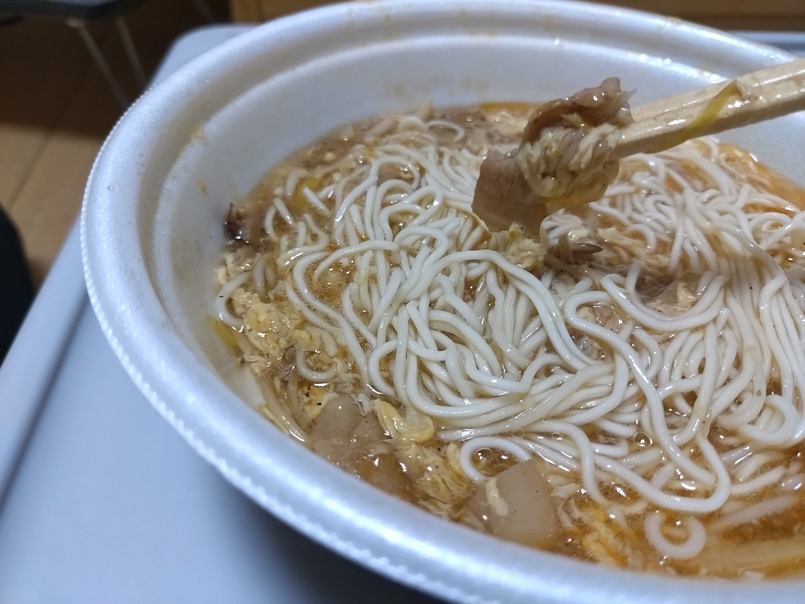 具材の肉のアップ