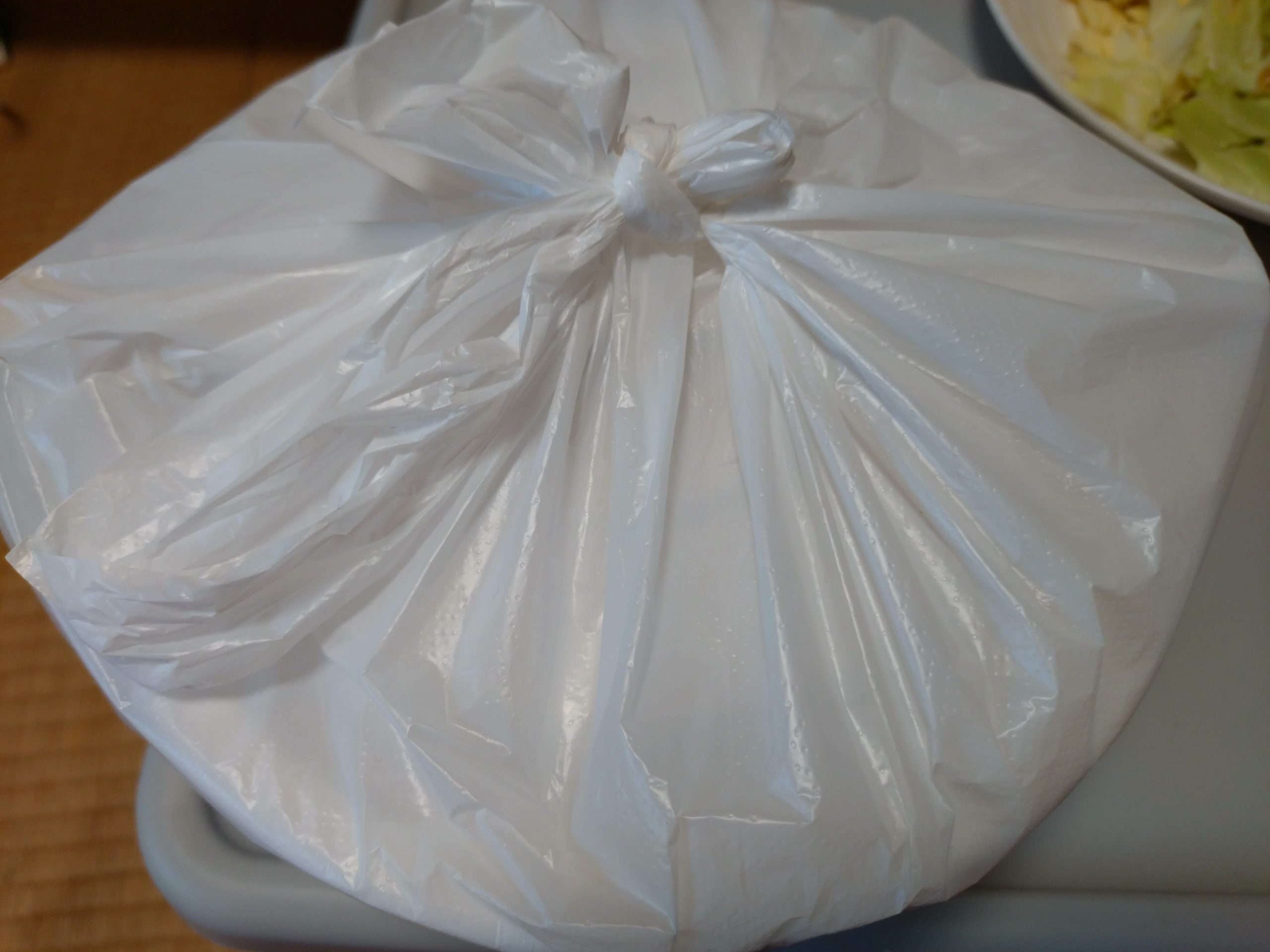 届いた状態の全景（袋に入った容器）