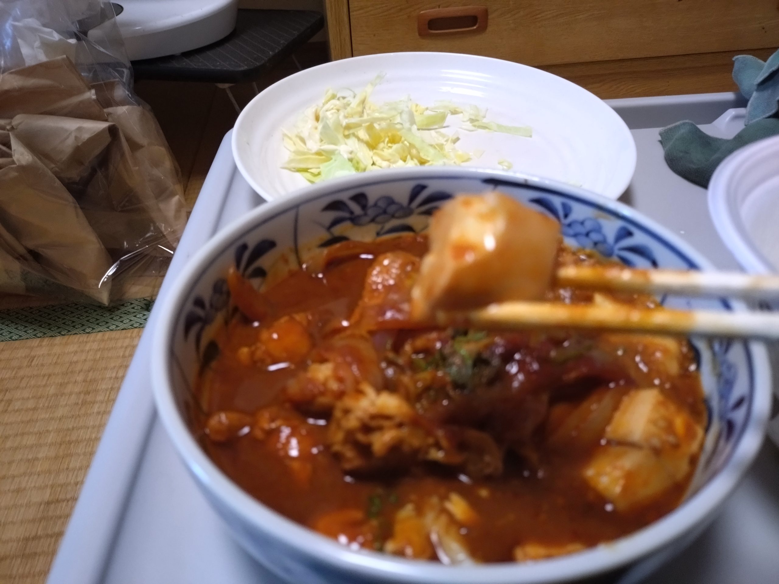 松屋 鶏のどて煮風鍋 豆腐のアップ写真