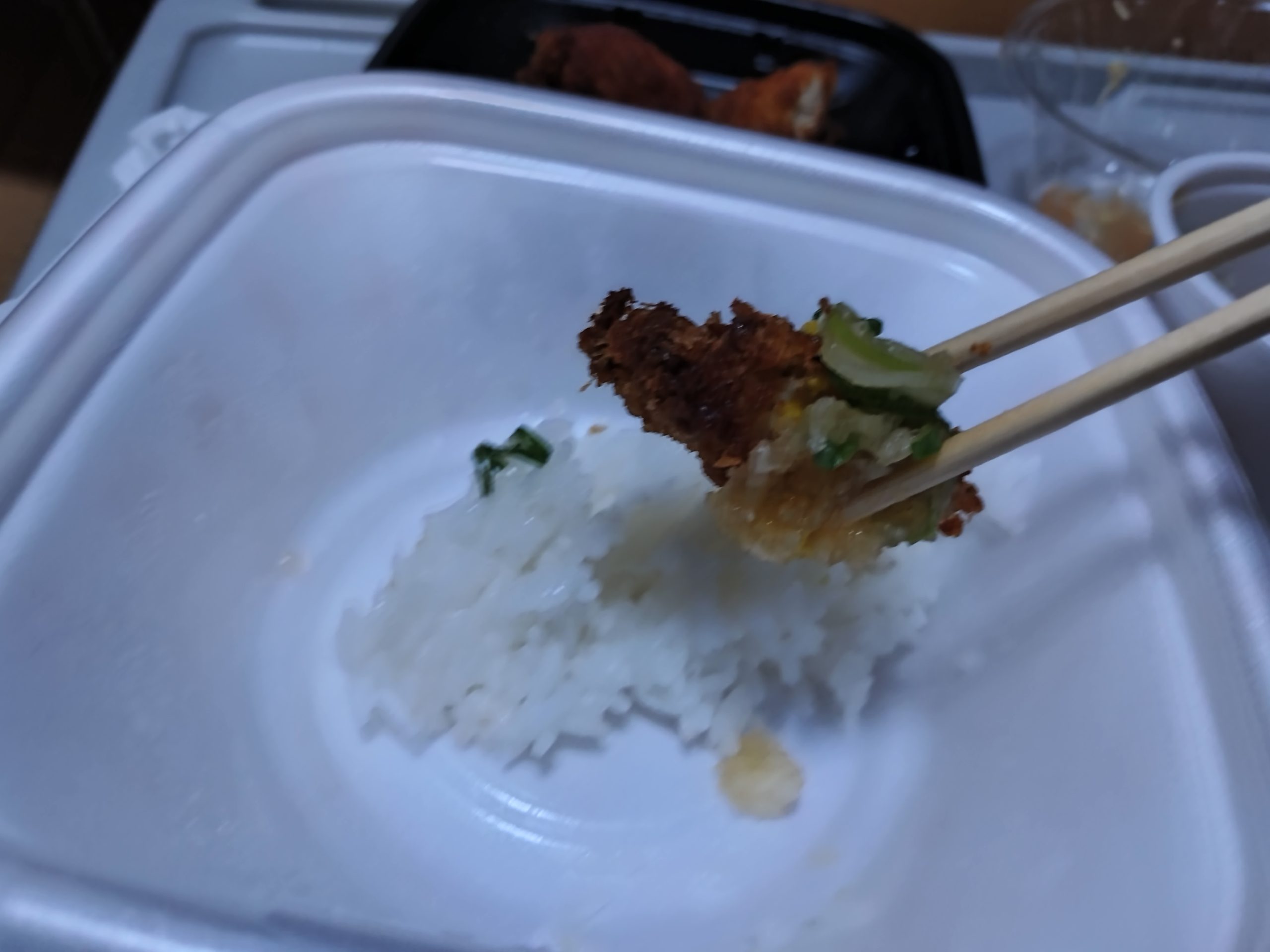 松のや ささみかつ断面（トースター温め直し後）