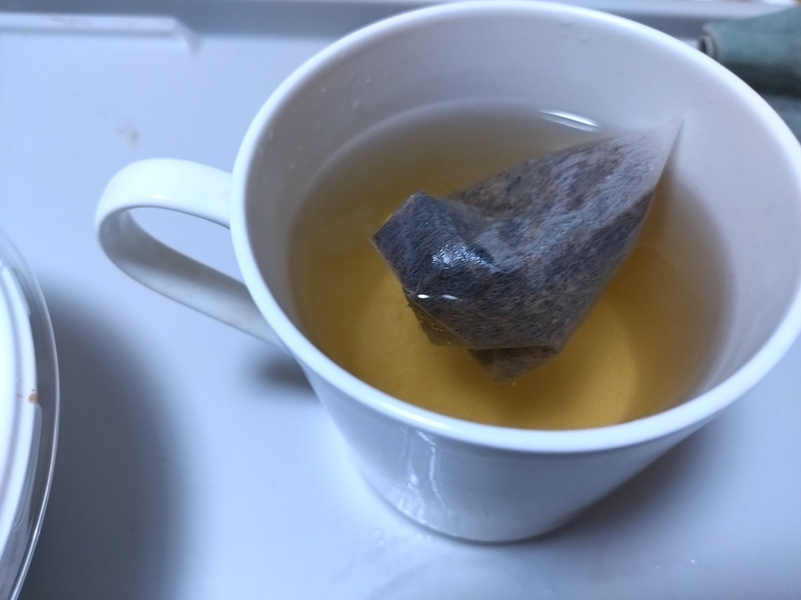 ゴマ麦茶を用意してケバブ丼を待つ様子