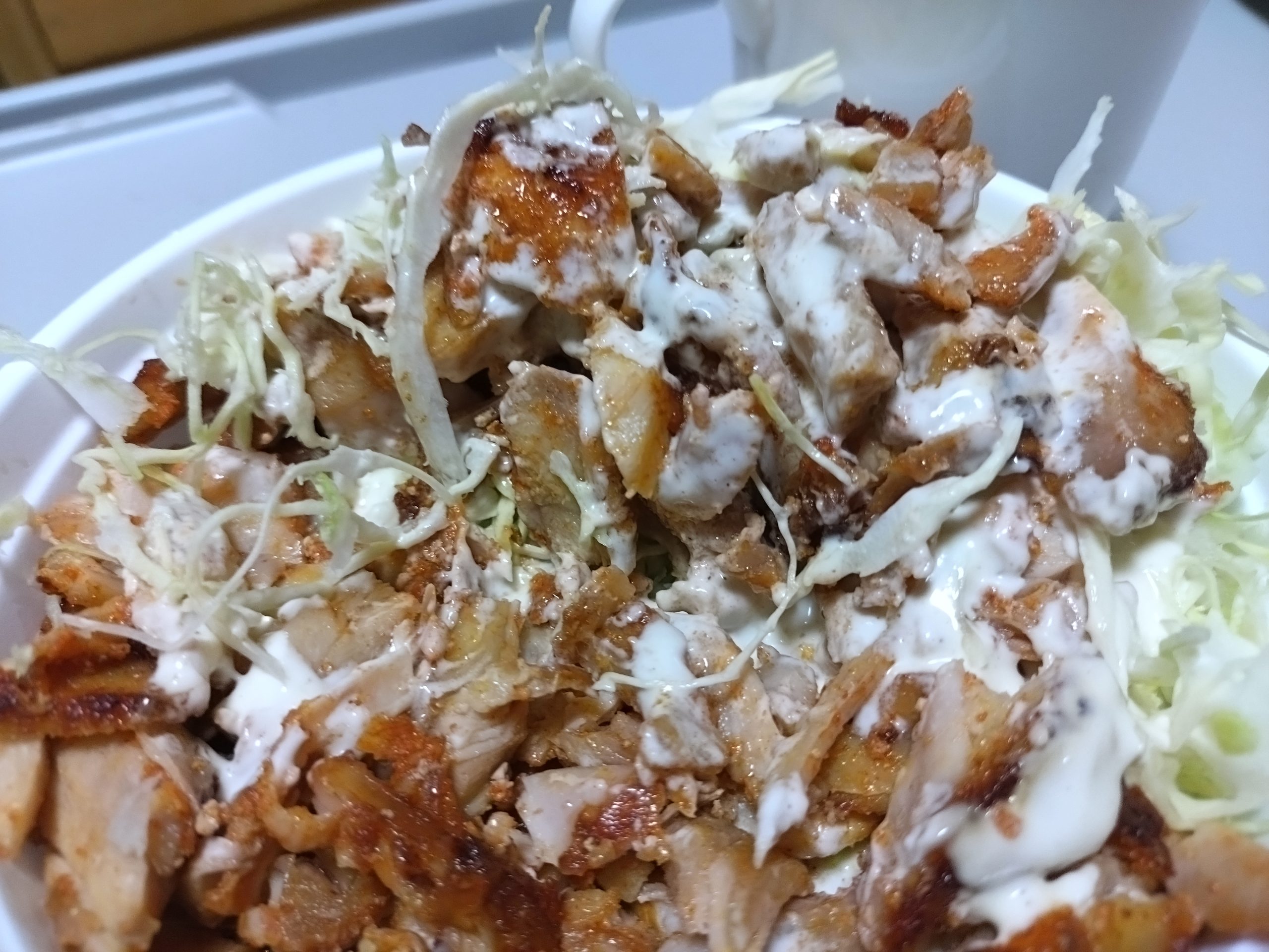 ケバブ丼お肉大盛りの量が分かる写真